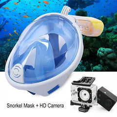 Full Face Snorkel Mask w/Optional HD Sports Camera - Swim, Snorkel and Skin Dive -- And Record Every Minute!